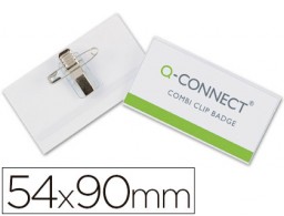 Identificador Q-Connect 54x90 mm..PVC con pinza e imperdible
